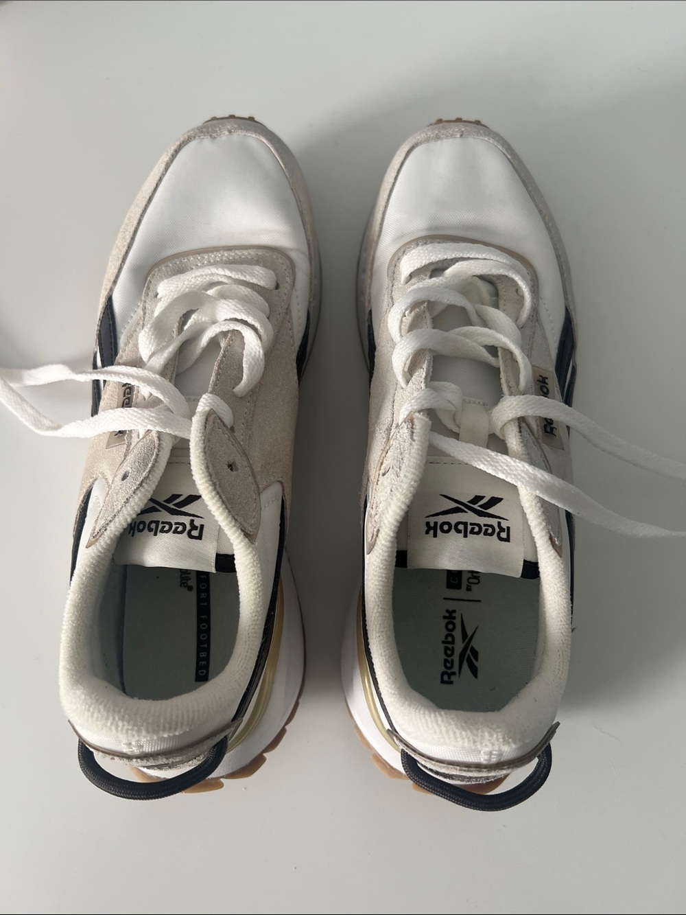 Reebok Women White Navy and Cream Retro Runner Sneakers